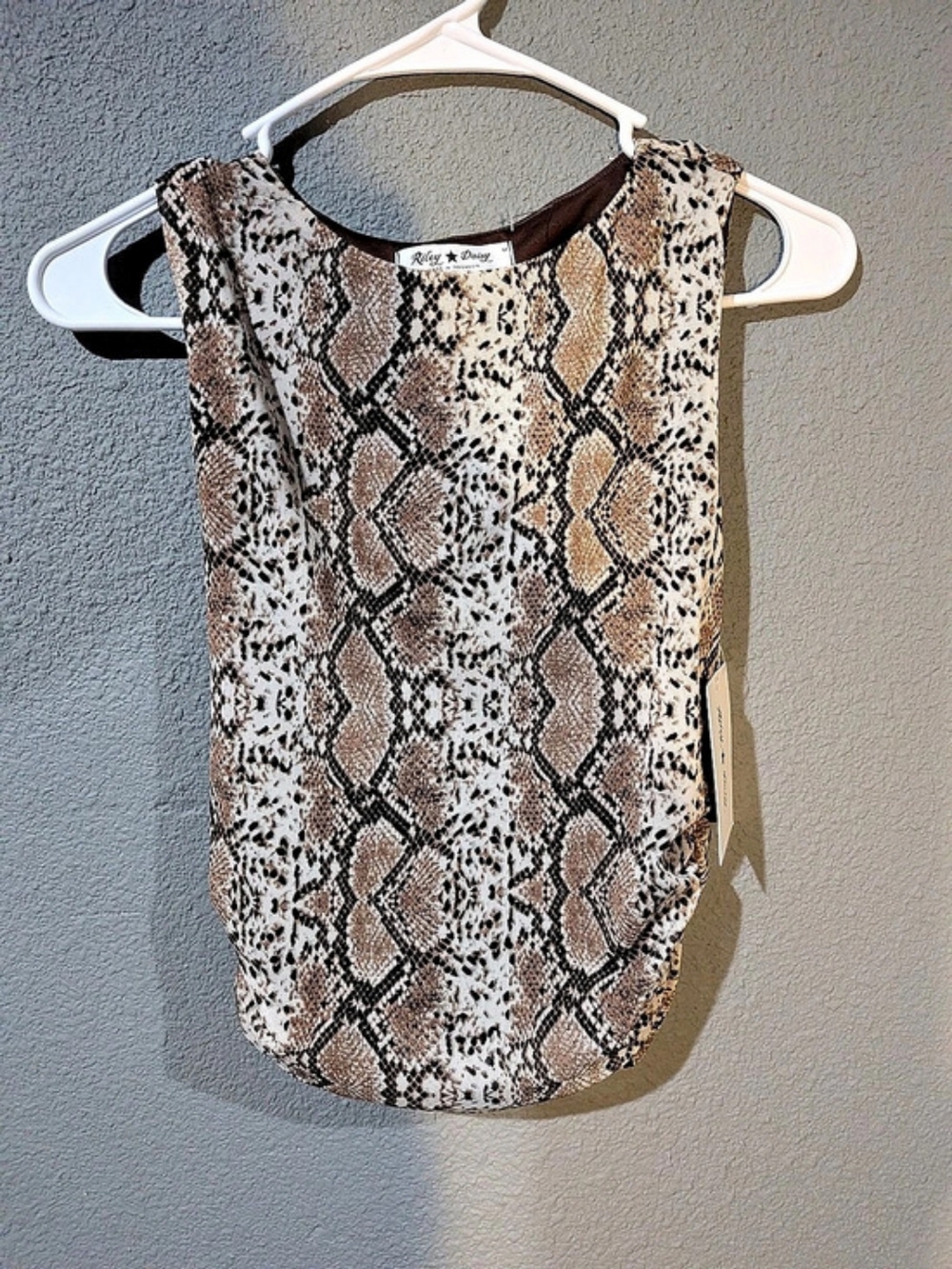 Snake Print Tank Top in Brown & White